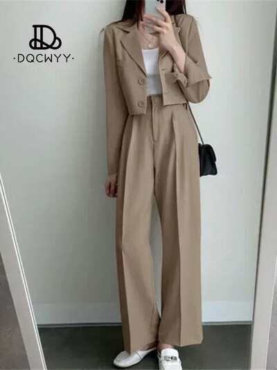 Nadrággarnitúrák Alkalmi kis blézer őszi kétrészes szettek Női ruhák 2024 Új tiszta színben irodai viselet divatos női nadrágkosztüm