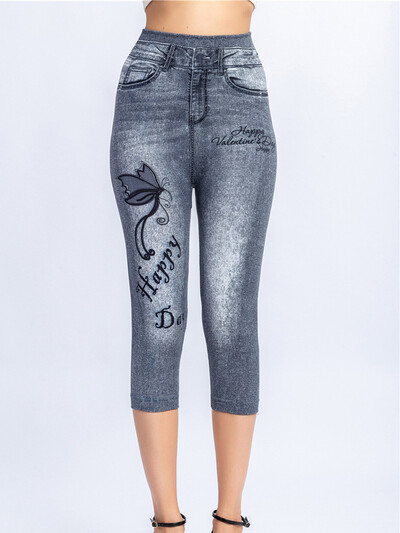 YSDNCHI Colanți cu talie înaltă Capris de vară pentru femei, blugi artificiali, jambiere de fitness, pantaloni scurti, elastici, subțiri