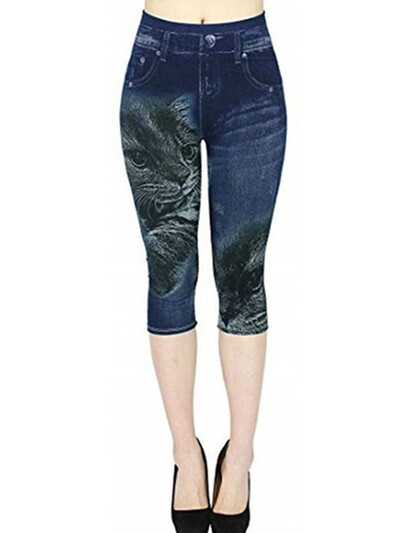 YSDNCHI Colanți cu talie înaltă Capris de vară pentru femei, blugi artificiali, jambiere de fitness, pantaloni scurti, elastici, subțiri