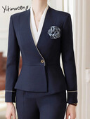 Korejiešu stila eleganti, formāla apģērba sieviešu uzvalki, ikdienas apģērbi, darba apģērbi, 2024. gada jauni modes bleizeri bikškostīmi ar garām piedurknēm