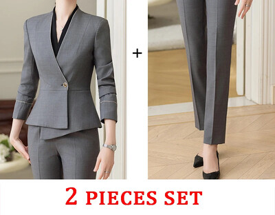 Korejiešu stila eleganti, formāla apģērba sieviešu uzvalki, ikdienas apģērbi, darba apģērbi, 2024. gada jauni modes bleizeri bikškostīmi ar garām piedurknēm