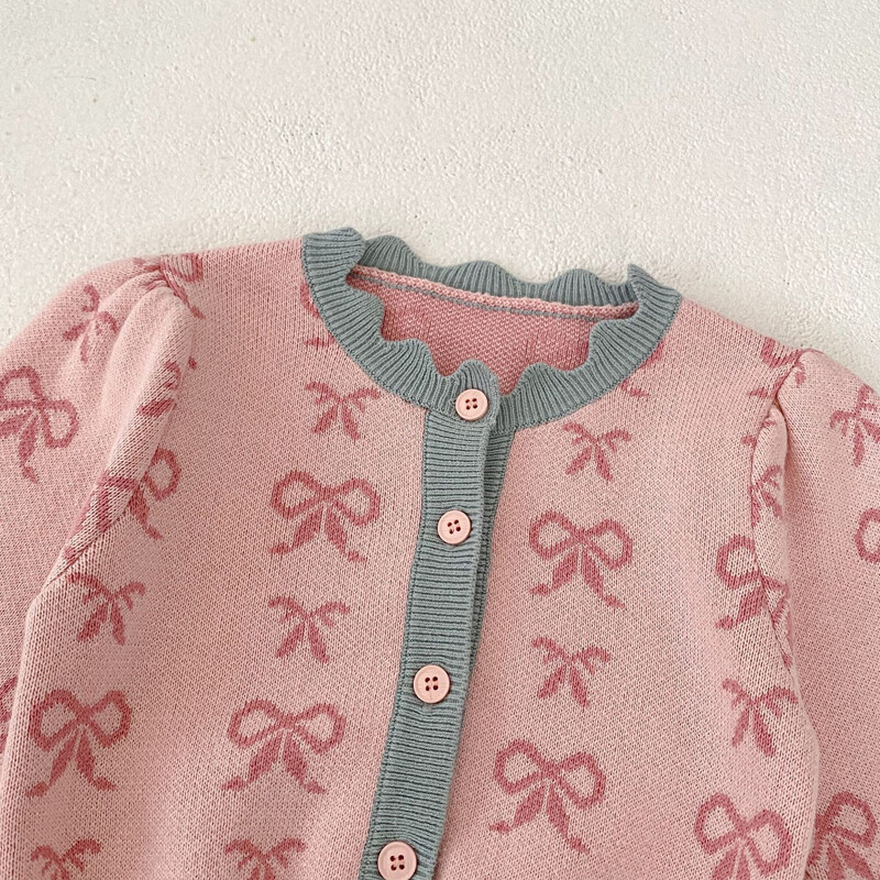 Imbracaminte noua de toamna pentru bebelusi, 0-3 ani pentru femeie, guler cu carapace, papion, jacheta pulover cu maneca lunga