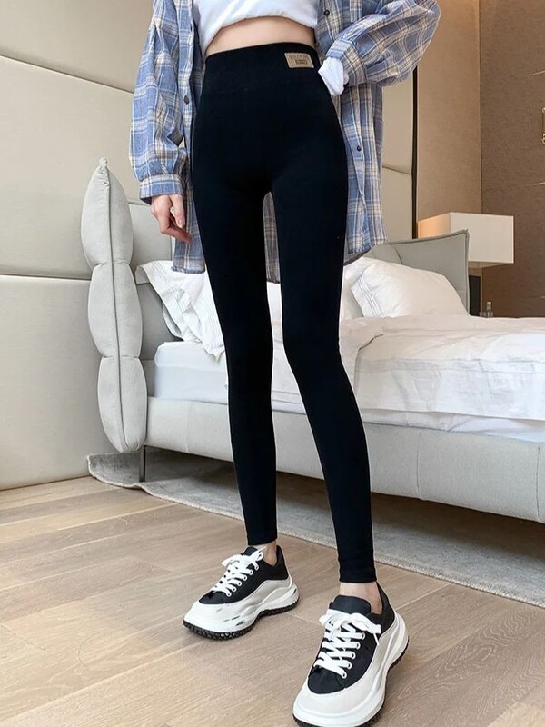 Pantaloni de jos din bumbac gri, femei, talie înaltă, imprimare strâmtă, îmbrăcăminte exterioară subțire, pantaloni de toamnă de dimensiuni mari, moi