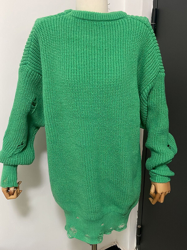 Pulover căptușit tricotat pentru femei Eshin Pulover rupt toamnă iarnă Topuri supradimensionate pentru femei îmbrăcăminte casual cu mânecă lungă TH855