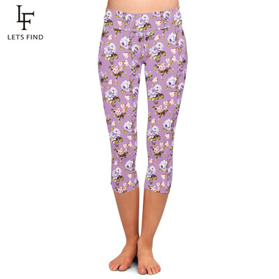 LETSFIND Summer Nou Sosire Femei Capri Leggings Moda Talie Înaltă Flori 3D Imprimare Digitală Fitness Sexy Stretch Fete Leggings
