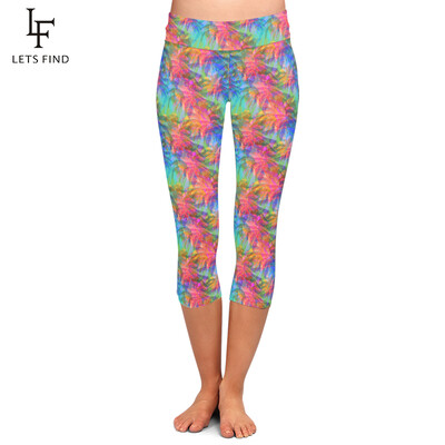 LETSFIND Summer Nou Sosire Femei Capri Leggings Moda Talie Înaltă Flori 3D Imprimare Digitală Fitness Sexy Stretch Fete Leggings