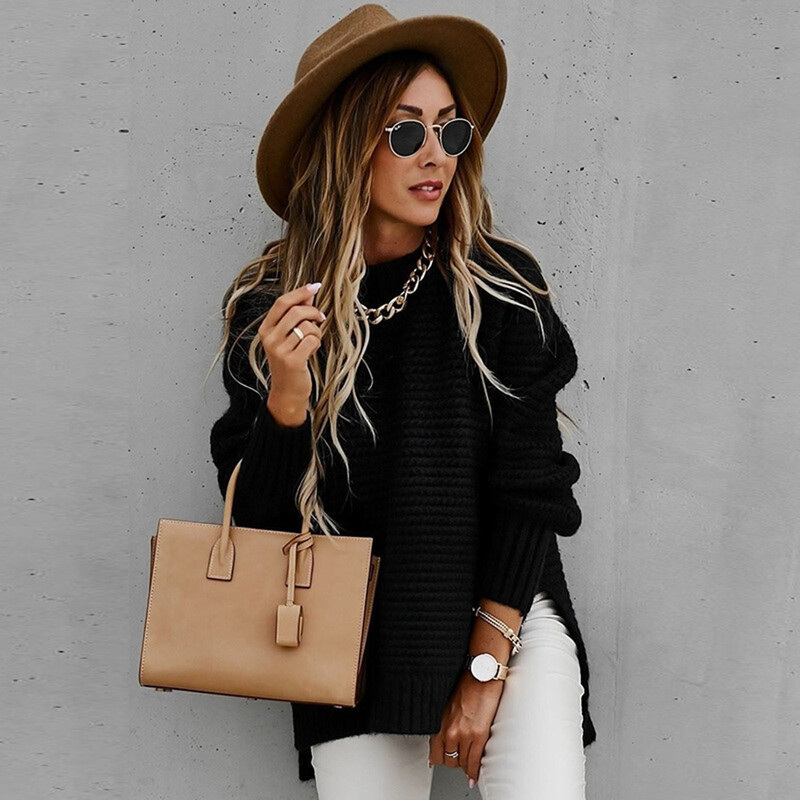 Γυναικεία Πλεκτά Πουλόβερ Πουλόβερ Πλαϊνά Μακρυμάνικα Πουλόβερ Γυναικεία Φθινοπωρινά Χειμώνα casual χοντρά μπλουζάκια Plus Size Streetwear