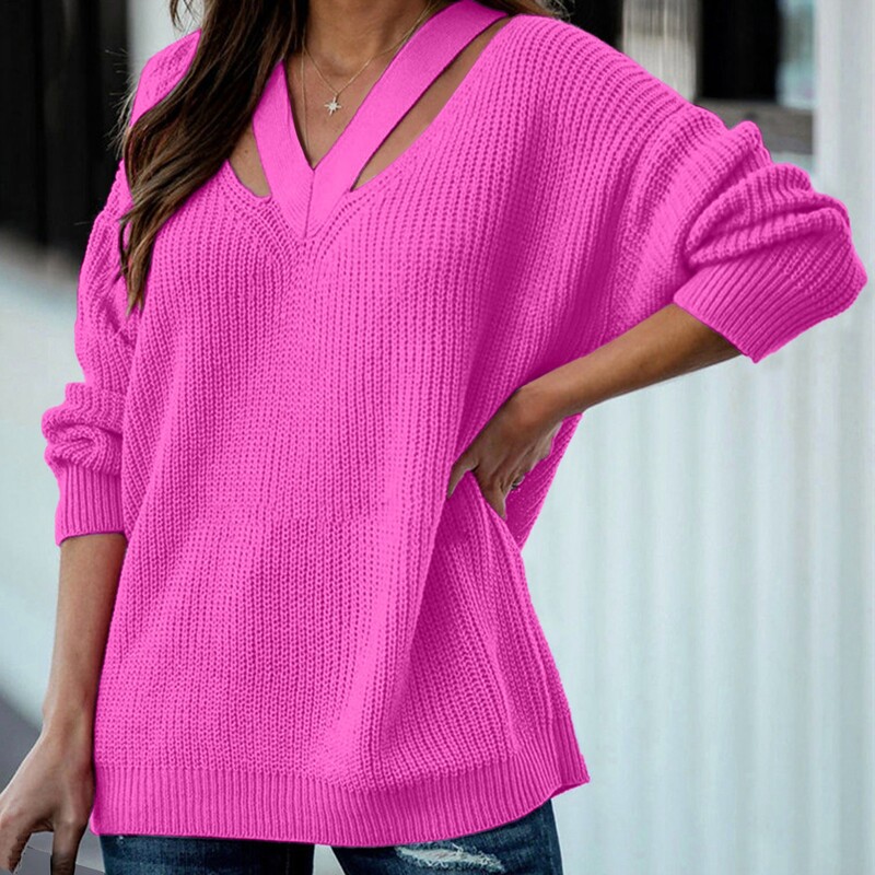 Individualiai pritaikytas megztinis V formos iškirpte