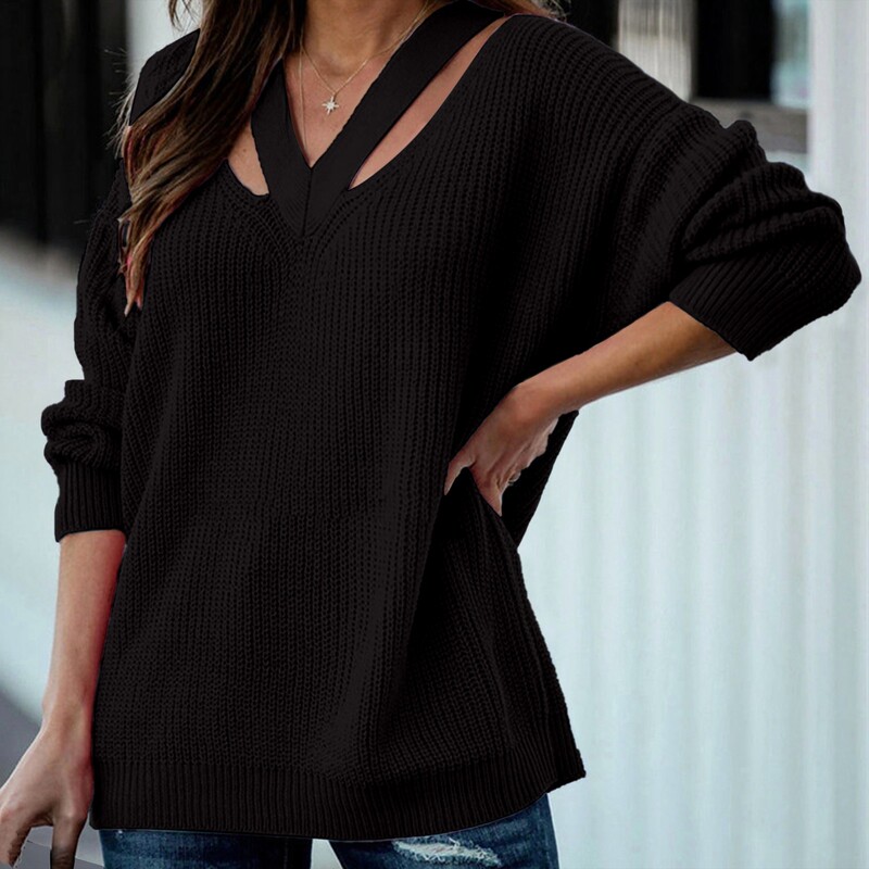 Individualiai pritaikytas megztinis V formos iškirpte