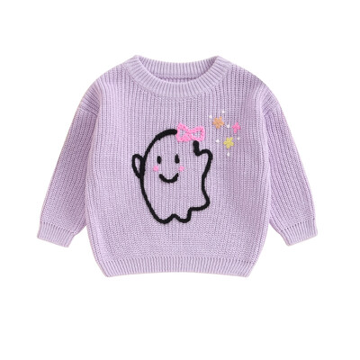 FOCUSNORM 0-3Y Lovely Baby Boys Girl Halloween Pulóverek Hosszú ujjú Ghost/Skull Hímzés Tipegő pulóverek felsők