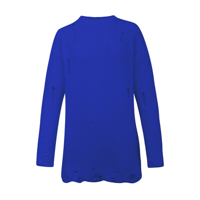 Őszi téli utcai ruházat szakadt lyukas női kötött pulóverek pulóverek hosszú ujjú egyszínű laza esztétikus pulóver y2k női