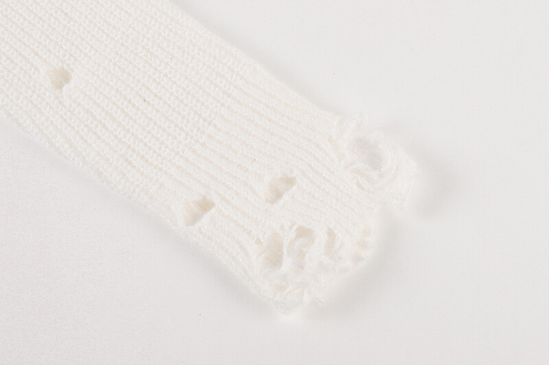 Őszi téli utcai ruházat szakadt lyukas női kötött pulóverek pulóverek hosszú ujjú egyszínű laza esztétikus pulóver y2k női