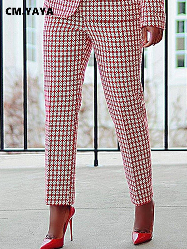 nőknek 2023 őszi téli klasszikus OL Street Outfit tréningruha Elegáns Houndstooth blézer öltöny és nadrág, két darab 2 részes szett