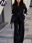 Blazer elegante de damă cu șireturi costume, modă coreeană, costume cu pantaloni largi, îmbrăcăminte casual, primăvară, toamnă, nou, 2023