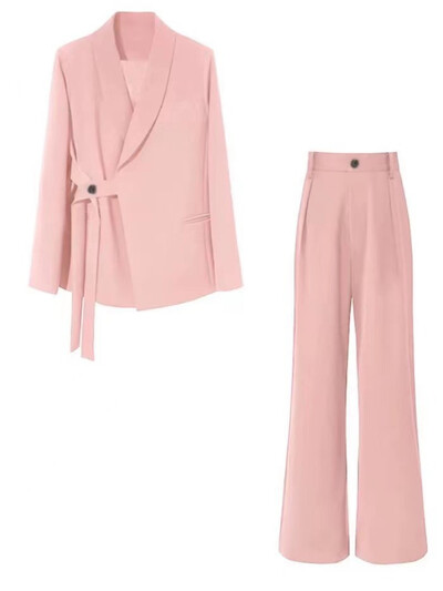 Blazer elegante de damă cu șireturi costume, modă coreeană, costume cu pantaloni largi, îmbrăcăminte casual, primăvară, toamnă, nou, 2023