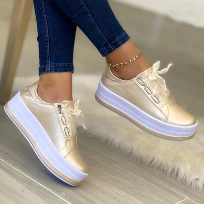 Pantofi sport pentru femei Pantofi vulcanizați pentru femei Pantofi cu platformă în aer liber Pantofi casual PU pentru femei Pantofi cu pană pentru femei