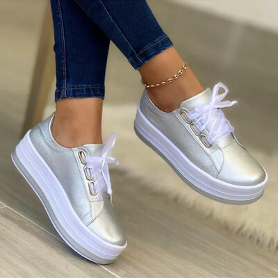 Pantofi sport pentru femei Pantofi vulcanizați pentru femei Pantofi cu platformă în aer liber Pantofi casual PU pentru femei Pantofi cu pană pentru femei