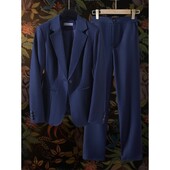 2024 Cafea Bleumarin Negru Costum Pantalon Formal Femei Set 2 Piese Femeie Birou Doamne Imbracaminte de lucru Business Blazer cu maneca lunga si pantaloni