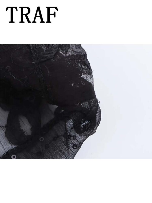 TRAF flitteres textúrájú nadrágszettek nőknek 2 részes 2024 új divatos áttetsző blézerkabát női öltöny, elegáns női ruha