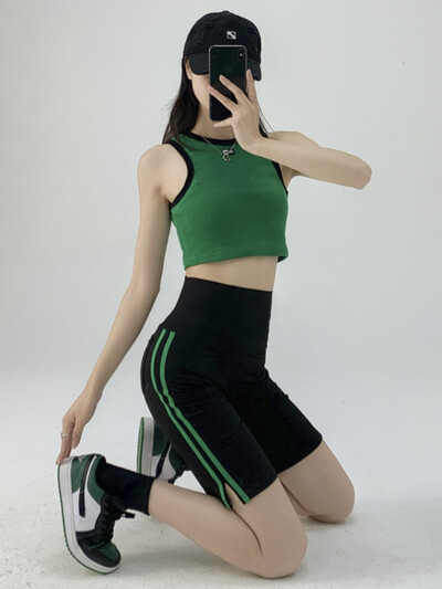 Pantaloni cu rechin în cinci puncte pentru femei, pantaloni scurți pentru ciclism, în dungi laterale, în dungi, de vară, subțiri, cu talie înaltă, pentru yoga, pentru fitness, pentru sport.