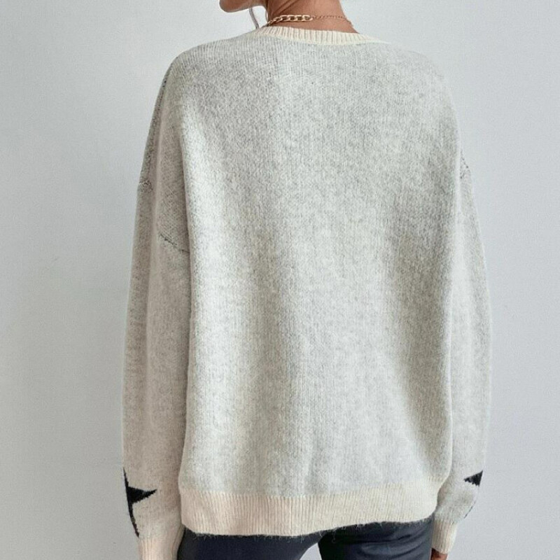 Pulover Star Pulover Femei Toamnă Primăvară Pulovere Elastice Tricotate Simplu Pulover Casual Gros Cald Negru Alb Pulovere De bază