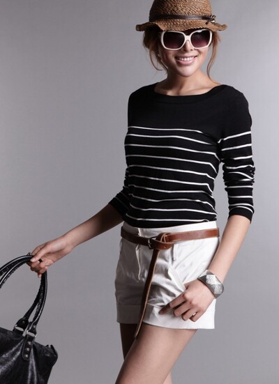 YSC Hot Sales Γυναικείο πλεκτό πουλόβερ από μαλλί κασμίρι σε κλασικό στυλ Ασπρόμαυρες ρίγες Διατήρηση ζεστού Πουλόβερ υψηλής ποιότητας