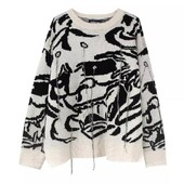 2022 Dungi întunecate Pulovere Negru Alb Haine Y2k Pulovere Distruse rupte Pulover pentru femei Bărbați Harajuku Pulovere tricot cu orificii