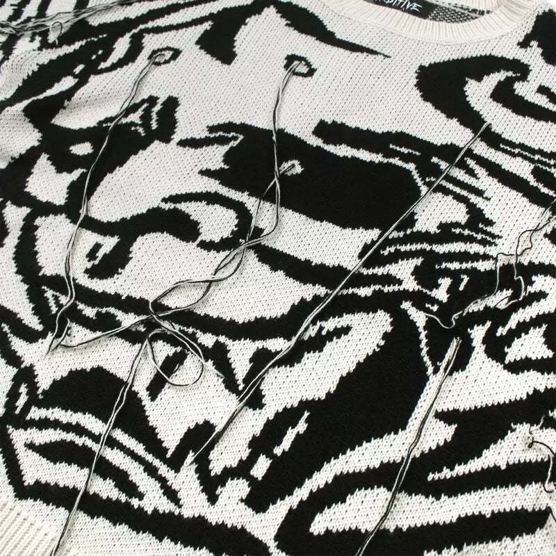 2022 Dungi întunecate Pulovere Negru Alb Haine Y2k Pulovere Distruse rupte Pulover pentru femei Bărbați Harajuku Pulovere tricot cu orificii