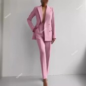 Costum blazer elegant și pantaloni cu picioare largi Două seturi 2 piese Ținute pentru femei 2024 Nou Clasic OL Work Street Outfit Trening