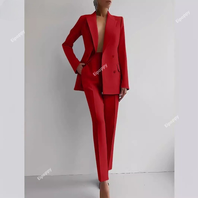 Costum blazer elegant și pantaloni cu picioare largi Două seturi 2 piese Ținute pentru femei 2024 Nou Clasic OL Work Street Outfit Trening