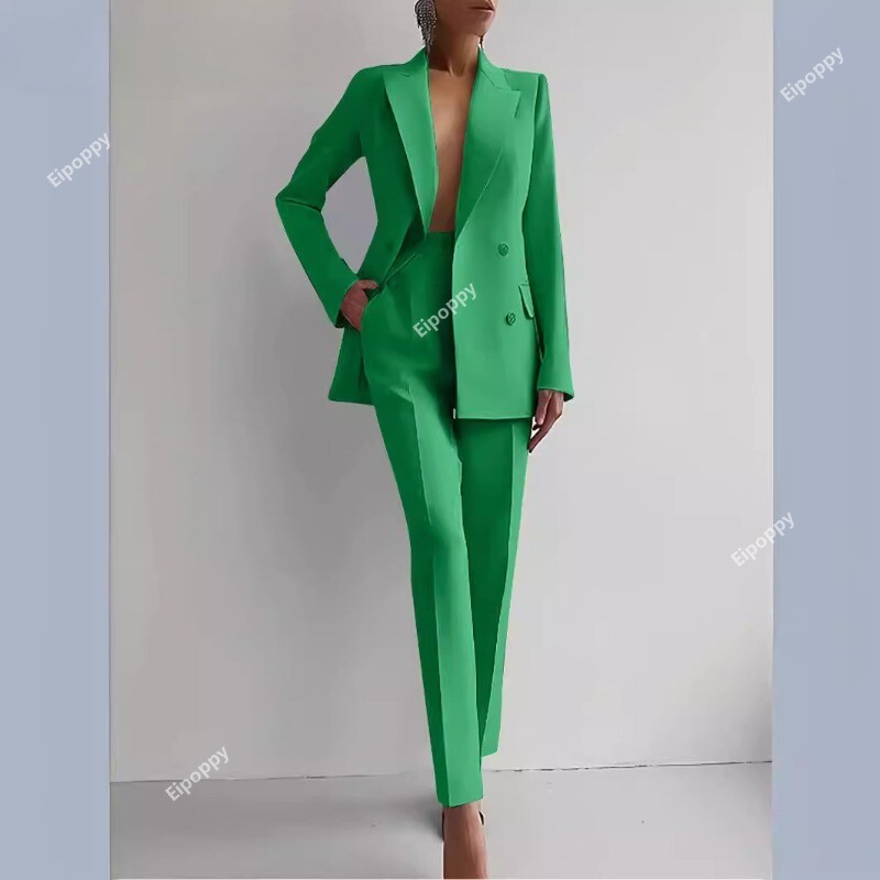 Costum blazer elegant și pantaloni cu picioare largi Două seturi 2 piese Ținute pentru femei 2024 Nou Clasic OL Work Street Outfit Trening