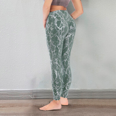 Snake printed παντελόνι γιόγκα επιχρυσωμένο Stretch γλουτοί Σέξι casual στενό παντελόνι για γυναίκες ψηλόμεσο ελαστικό γυμναστήριο Sporty κολάν