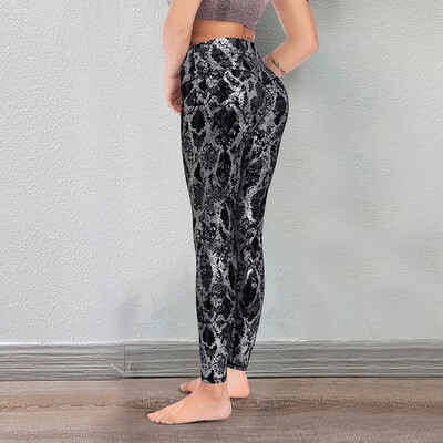 Snake printed παντελόνι γιόγκα επιχρυσωμένο Stretch γλουτοί Σέξι casual στενό παντελόνι για γυναίκες ψηλόμεσο ελαστικό γυμναστήριο Sporty κολάν