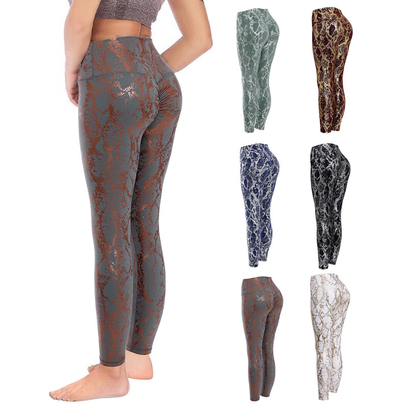 Snake printed παντελόνι γιόγκα επιχρυσωμένο Stretch γλουτοί Σέξι casual στενό παντελόνι για γυναίκες ψηλόμεσο ελαστικό γυμναστήριο Sporty κολάν