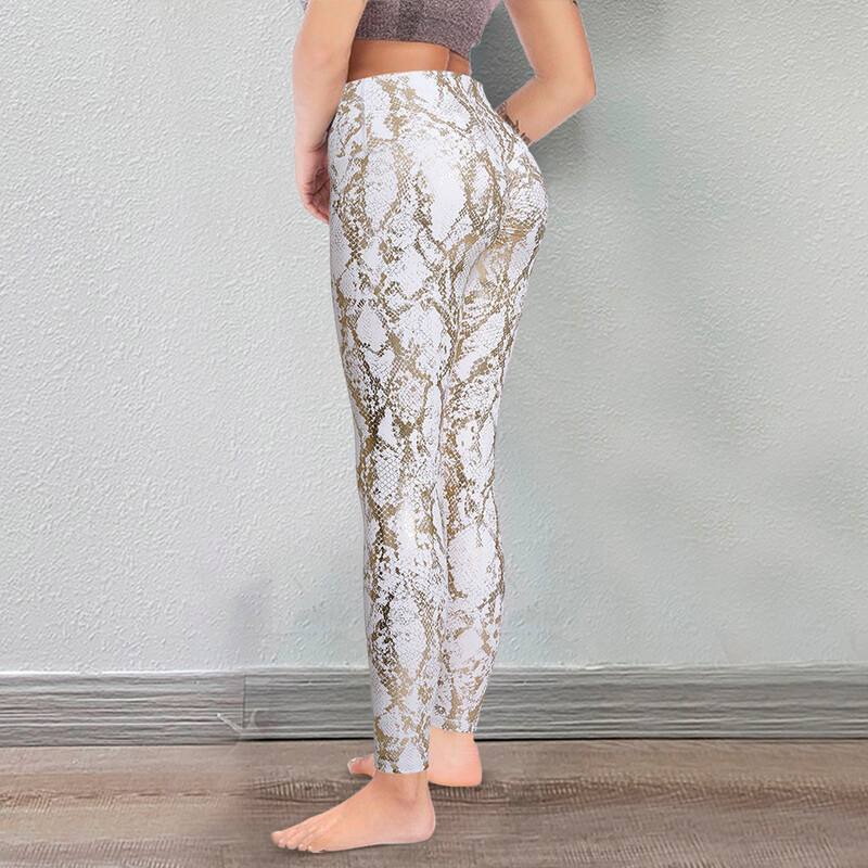 Snake printed παντελόνι γιόγκα επιχρυσωμένο Stretch γλουτοί Σέξι casual στενό παντελόνι για γυναίκες ψηλόμεσο ελαστικό γυμναστήριο Sporty κολάν