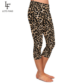 LETSFIND LETSFIND Γυναικεία κολάν κάπρι Νέο ψηλόμεσο Leopard Grain Print Leggin Fitnesss Sexy Slim Stretch Παντελόνι στη μέση της γάμπας