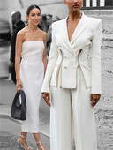 Strasuri Slim Fit Jachetă Tuxedo Pantaloni Set Costume Formale Invitat la nuntă Imagini reale Set de costum de modă pentru femei galbene