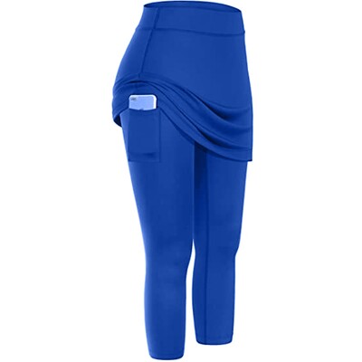Elastsed jooga säärised taskud Tennis Capris spordiseelikud Naiste jooga sörkimine säärised vabaaja spordiseelikud taskutega püksid
