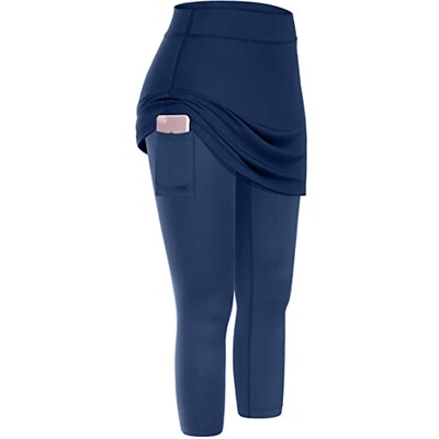 Elastsed jooga säärised taskud Tennis Capris spordiseelikud Naiste jooga sörkimine säärised vabaaja spordiseelikud taskutega püksid