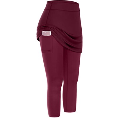 Elastsed jooga säärised taskud Tennis Capris spordiseelikud Naiste jooga sörkimine säärised vabaaja spordiseelikud taskutega püksid
