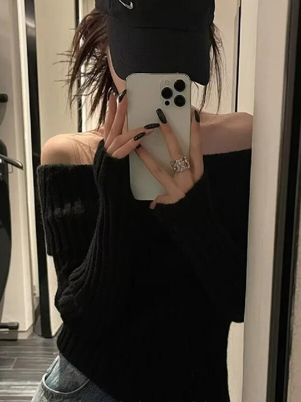 Pulover de toamnă iarnă, culoare uni, tricot în coastă, cu umăr, pulover sexy pentru femei, cu mânecă completă, tricotaje subțire, elastică.
