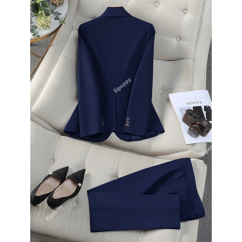 2024 Vestă pentru femei noi, sacou, jachetă și costum cu pantaloni, roz, albastru, caise, birou, dame, afaceri, serviciu, carieră, ținută formală, set de 3 piese