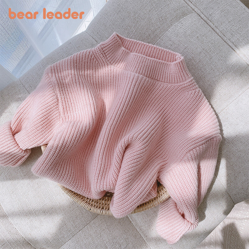 Bear Leader Sügis, lapsed, tüdrukud, vabaaja kampsunid 2023, uus mood, lapsed, kootud riided, ühevärvilised, magusad kudumid, 0–6 a.
