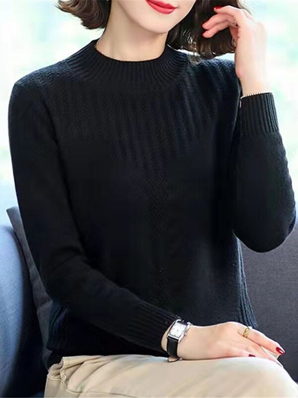 Tricotat Pantaloni Cămașă Călduș Toamnă Iarnă Pulover Noi Femei Cu jumătate de gât țesut Flori răsucite Pulovere Pulovere Pull Femme ZY7728