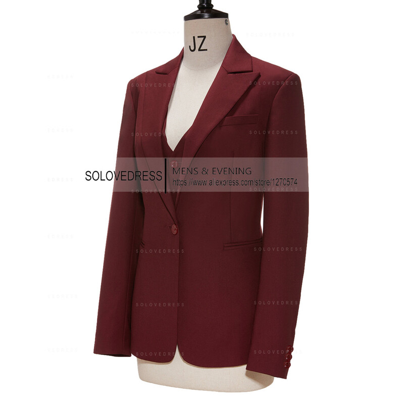 Set de costume pentru femei de afaceri, 3 piese, cu rever cu crestătură, vestă cu un singur piept, pentru serviciul de birou, costume de damă (Blazer+Vest+Pantalons)