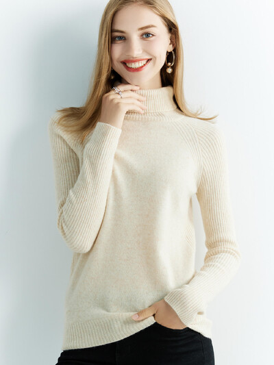 Kasmír pulóver Női kötött pulóverek 100% merinó gyapjú garbó hosszú ujjú pulóver Őszi téli ruhák Vintage pulóverek