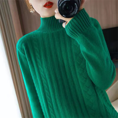 Sieviešu biezs kašmira džemperis rudens ziemas puskakla džemperi Mīksts vienkrāsains trikotāžas džemperis Sieviešu apakškrekls