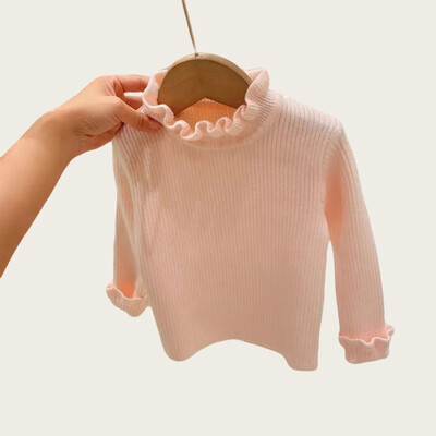 Pulovere pentru copii Topuri de bază 1-6A 2024 Toamna Pulover tricotat pentru fete, cu elasticitate înaltă, Pulover pentru fete