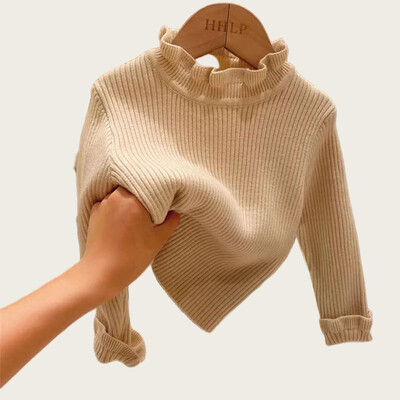 Pulovere pentru copii Topuri de bază 1-6A 2024 Toamna Pulover tricotat pentru fete, cu elasticitate înaltă, Pulover pentru fete