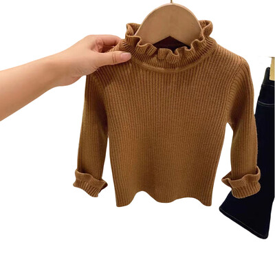 Pulovere pentru copii Topuri de bază 1-6A 2024 Toamna Pulover tricotat pentru fete, cu elasticitate înaltă, Pulover pentru fete